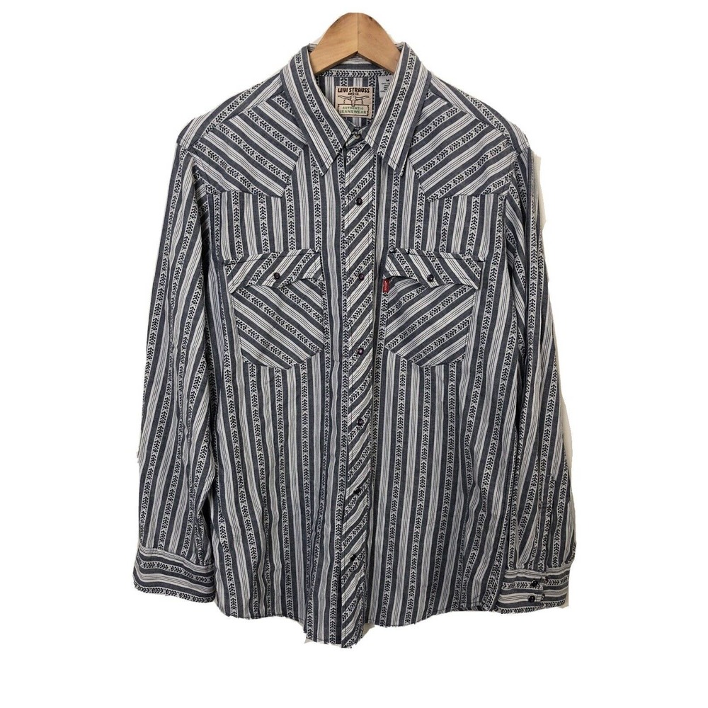 Levi's Sawtooth Purple Pearl Snaps Western Shirt VNTGE "Longhorn label" Mens Med